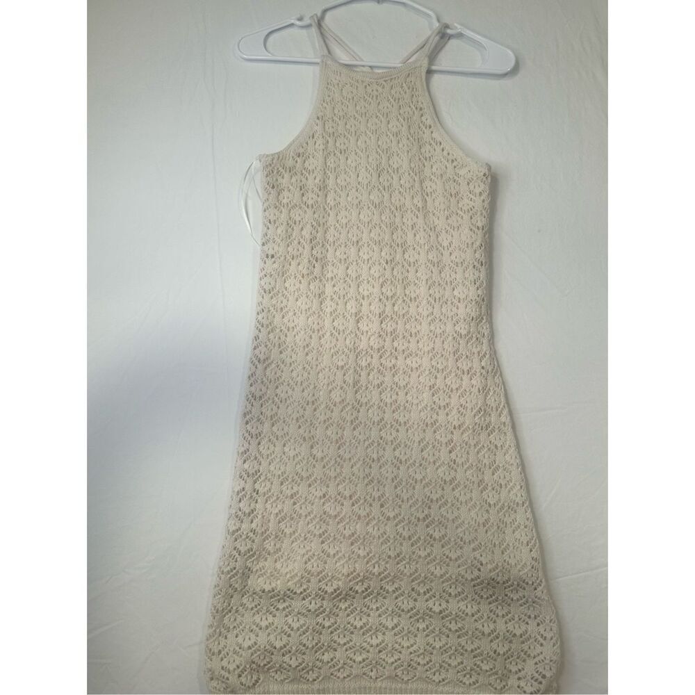 Freshman 1996 knit crochet cream strappy dress, size small